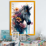 Cute Zebra Floral Art - Zebra Framed Canvas Art