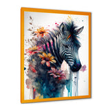 Cute Zebra Floral Art - Zebra Framed Canvas Art