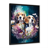 Cute Beagles Floral Art - Dog Beagle Large Canvas Wall Art