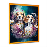 Cute Beagles Floral Art - Dog Beagle Large Canvas Wall Art