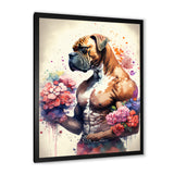 Cute Boxers Floral Art - Dog Boxer Home Decor Art