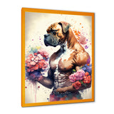 Cute Boxers Floral Art - Dog Boxer Home Decor Art