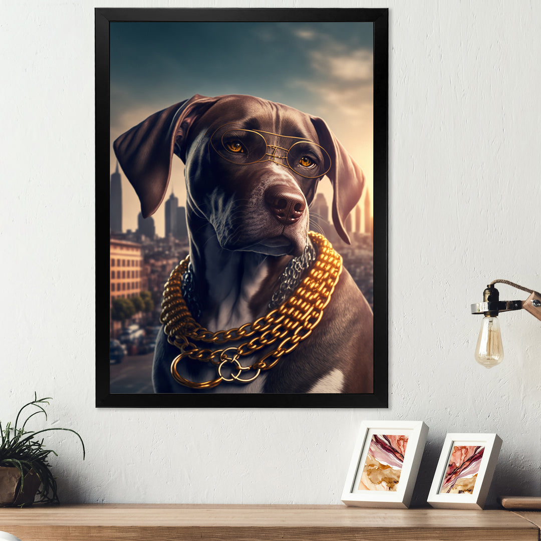 German Shorthaired Pointer Gangster In NYC - Dog Canvas Wall Art