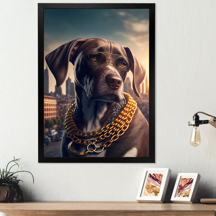 German Shorthaired Pointer Gangster In NYC - Dog Canvas Wall Art