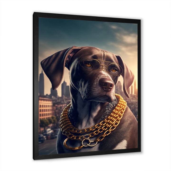 German Shorthaired Pointer Gangster In NYC - Dog Canvas Wall Art