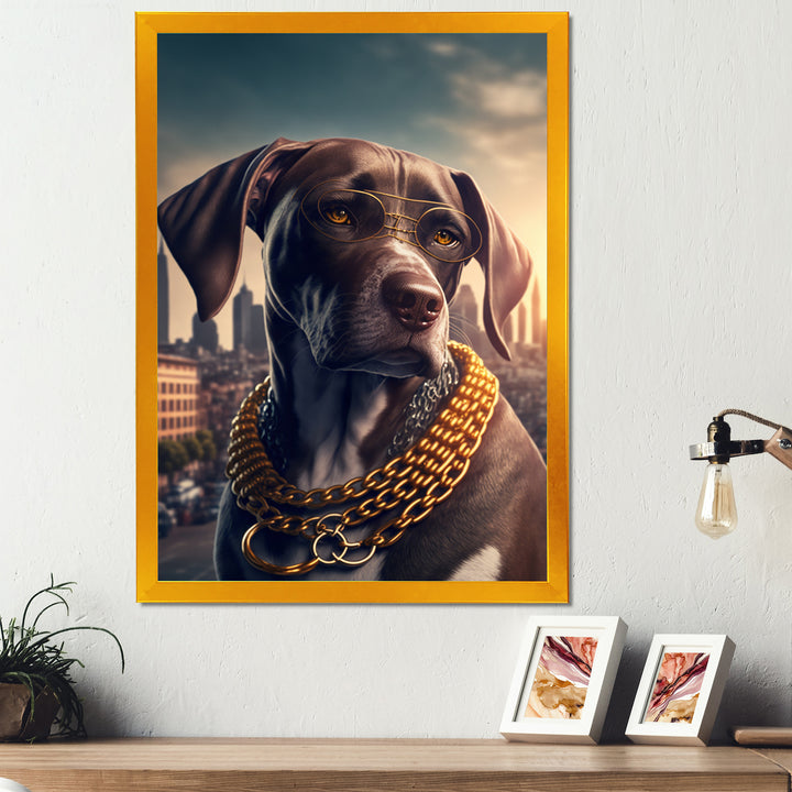 German Shorthaired Pointer Gangster In NYC - Dog Canvas Wall Art