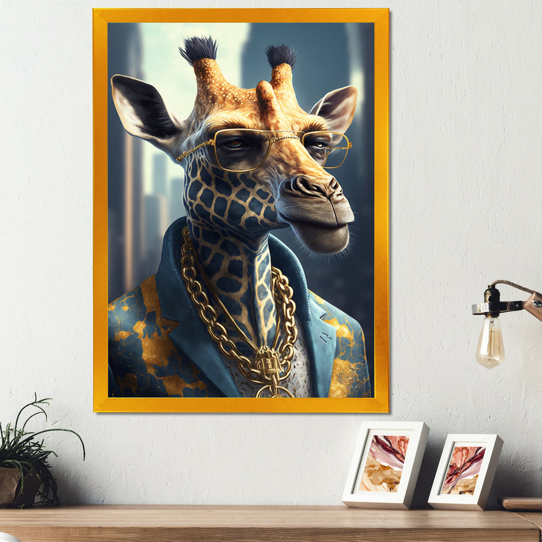 Giraffe Ganster - Gold Giraffe Wall Art