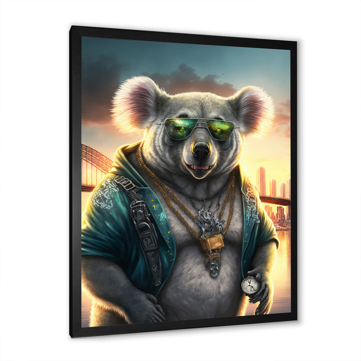 Koala Gangster In NYC - Koala Large Canvas Wall Art