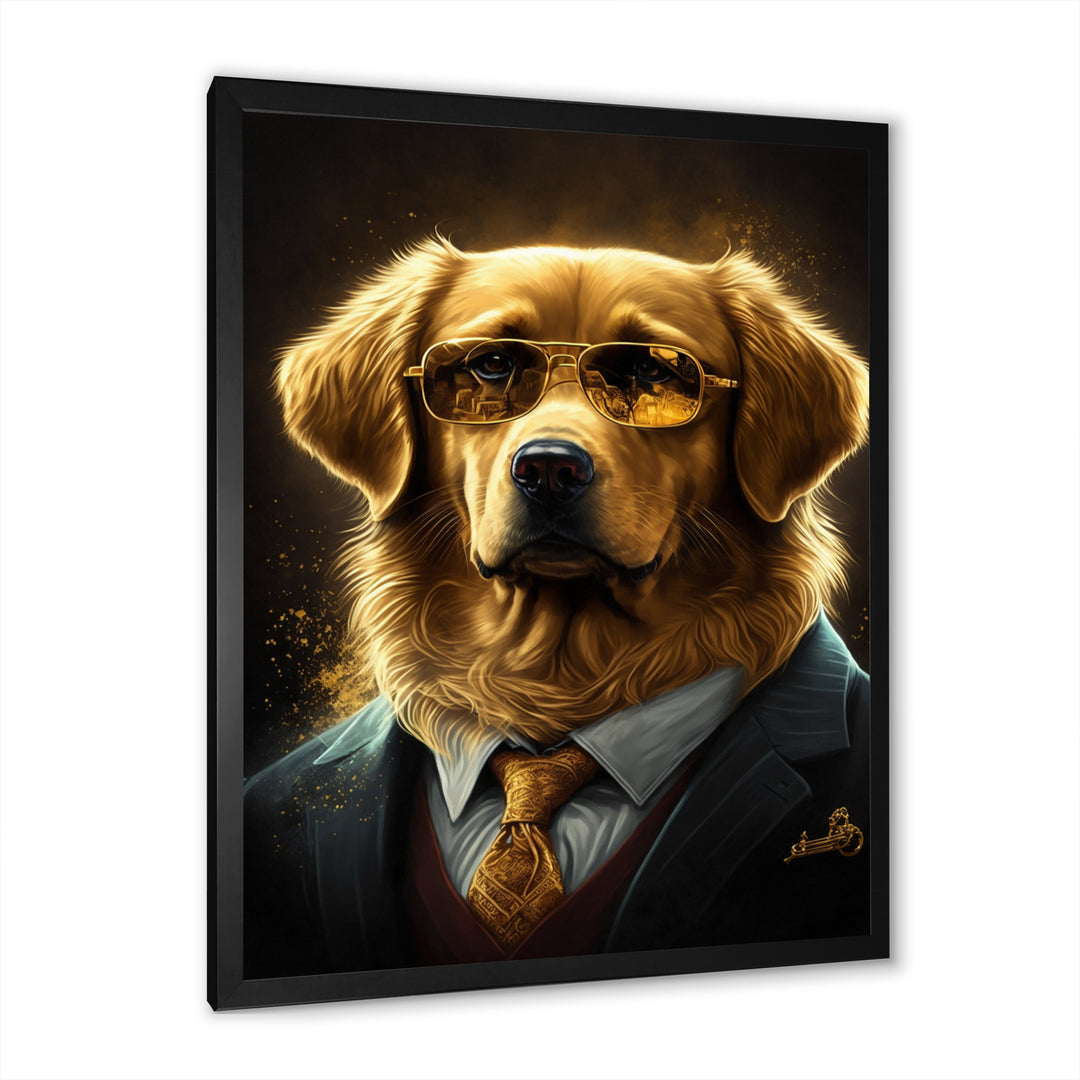 Mafia Golden Retriever - Dog Retriever Canvas Wall Art