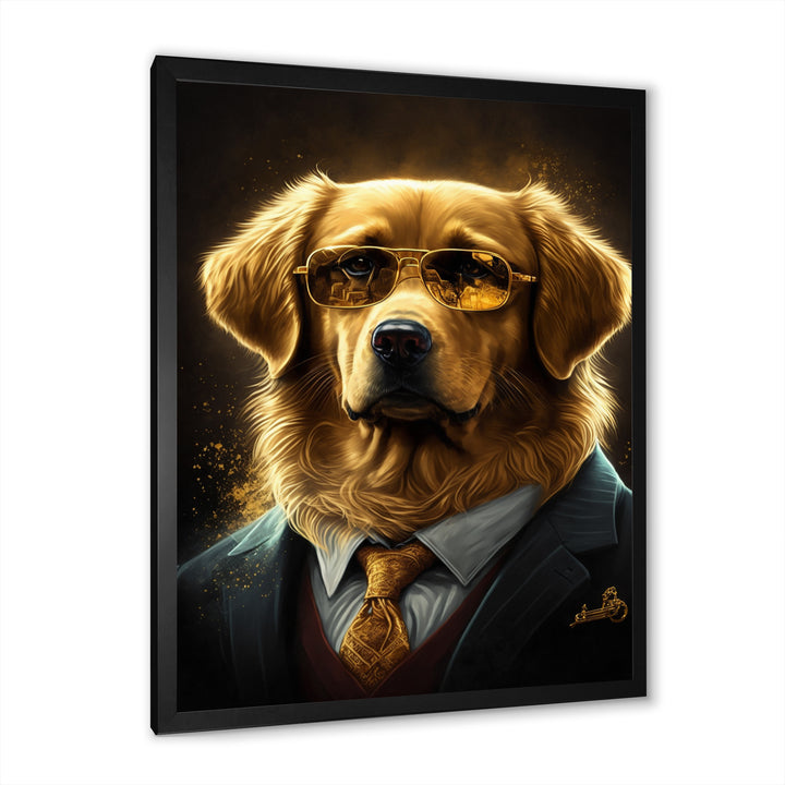 Mafia Golden Retriever - Dog Retriever Canvas Wall Art
