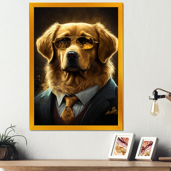 Mafia Golden Retriever - Dog Retriever Canvas Wall Art