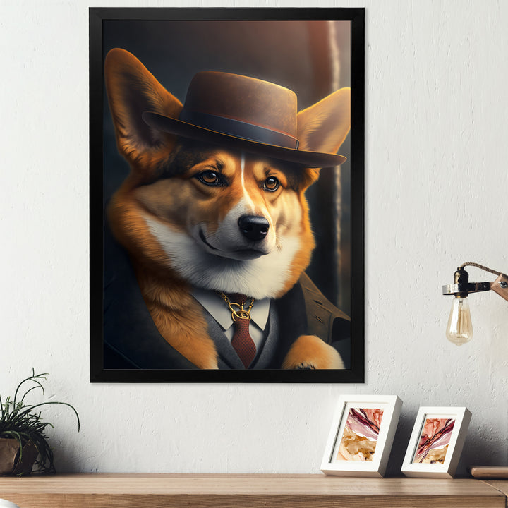 Mafia Corgi - Gold Dog Corgi Wall Art