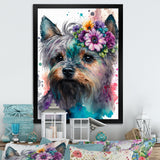 Cute Yorkshire Floral Art - Dog Yorkshire Living Room Wall Art