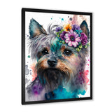 Cute Yorkshire Floral Art - Dog Yorkshire Living Room Wall Art