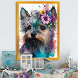 Cute Yorkshire Floral Art - Dog Yorkshire Living Room Wall Art