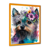 Cute Yorkshire Floral Art - Dog Yorkshire Living Room Wall Art