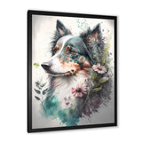 Cute Australian Shepard Floral Art - Dog Australian Shepherd Canvas Wall Art
