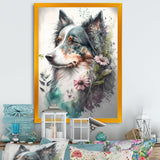 Cute Australian Shepard Floral Art - Dog Australian Shepherd Canvas Wall Art