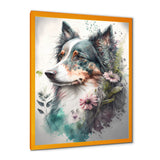 Cute Australian Shepard Floral Art - Dog Australian Shepherd Canvas Wall Art