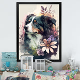 Cute Bernese Floral Art - Dog Bernese Mountain Wall Decor