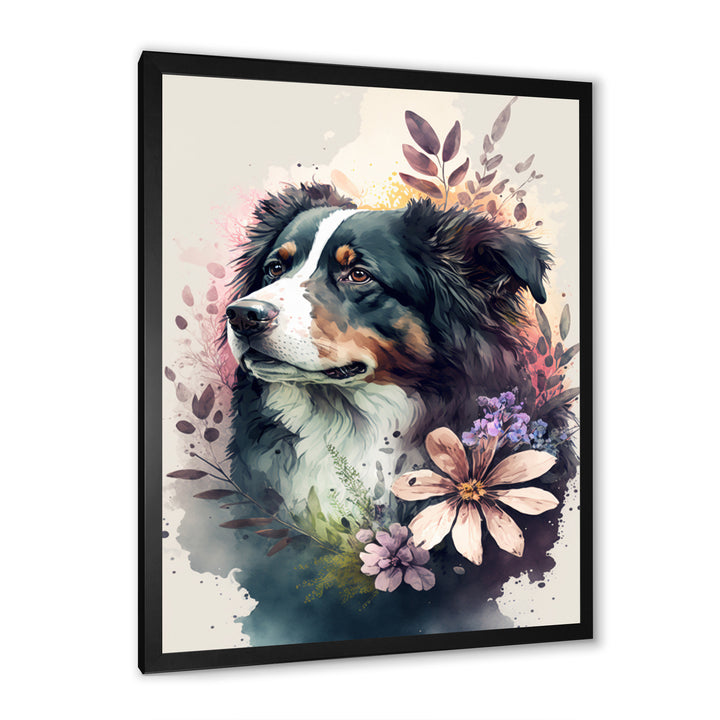 Cute Bernese Floral Art - Dog Bernese Mountain Wall Decor