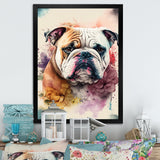 Cute Bulldogs Floral Art - Dog Wall Art Prints