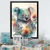 Cute Koala Floral Art - Koala Large Canvas Wall Art