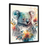Cute Koala Floral Art - Koala Large Canvas Wall Art