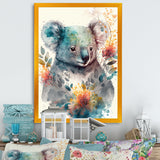Cute Koala Floral Art - Koala Large Canvas Wall Art