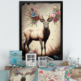 Caribou With Blooming Antlers - Caribou Canvas Wall Art