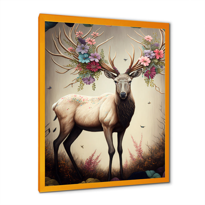 Caribou With Blooming Antlers - Caribou Canvas Wall Art