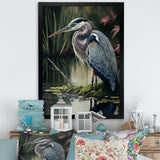 Heron At The Edge Of The River - Heron Canvas Wall Art