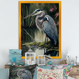 Heron At The Edge Of The River - Heron Canvas Wall Art