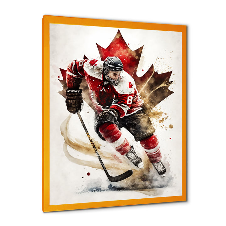 Canadian Hockey Player In Action I - Sport Hockey Canvas Wall Art