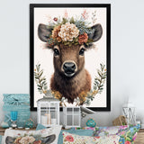 Cute Fawn With Floral Crown - Deer Wall Decor