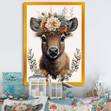 Cute Fawn With Floral Crown - Deer Wall Decor