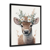 Cute Baby Fawn With Floral Crown - Deer Wall Art Prints