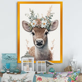Cute Baby Fawn With Floral Crown - Deer Wall Art Prints
