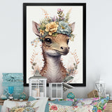 Cute Baby Dinosaur With Floral Crown - Dinosaur Laundry Framed Canvas Art