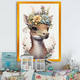 Cute Baby Dinosaur With Floral Crown - Dinosaur Laundry Framed Canvas Art