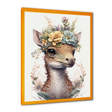 Cute Baby Dinosaur With Floral Crown - Dinosaur Laundry Framed Canvas Art