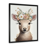Cute Baby Sheep With Floral Crown - Sheep Living Room Wall Art