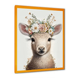 Cute Baby Sheep With Floral Crown - Sheep Living Room Wall Art