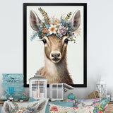 Cute Baby Goat With Floral Crown - Goat Canvas Wall Art