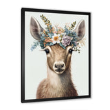 Cute Baby Goat With Floral Crown - Goat Canvas Wall Art