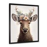Cute Baby Moose With Floral Crown - Moose Landscape Mountains Wall Decor