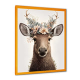 Cute Baby Moose With Floral Crown - Moose Landscape Mountains Wall Decor
