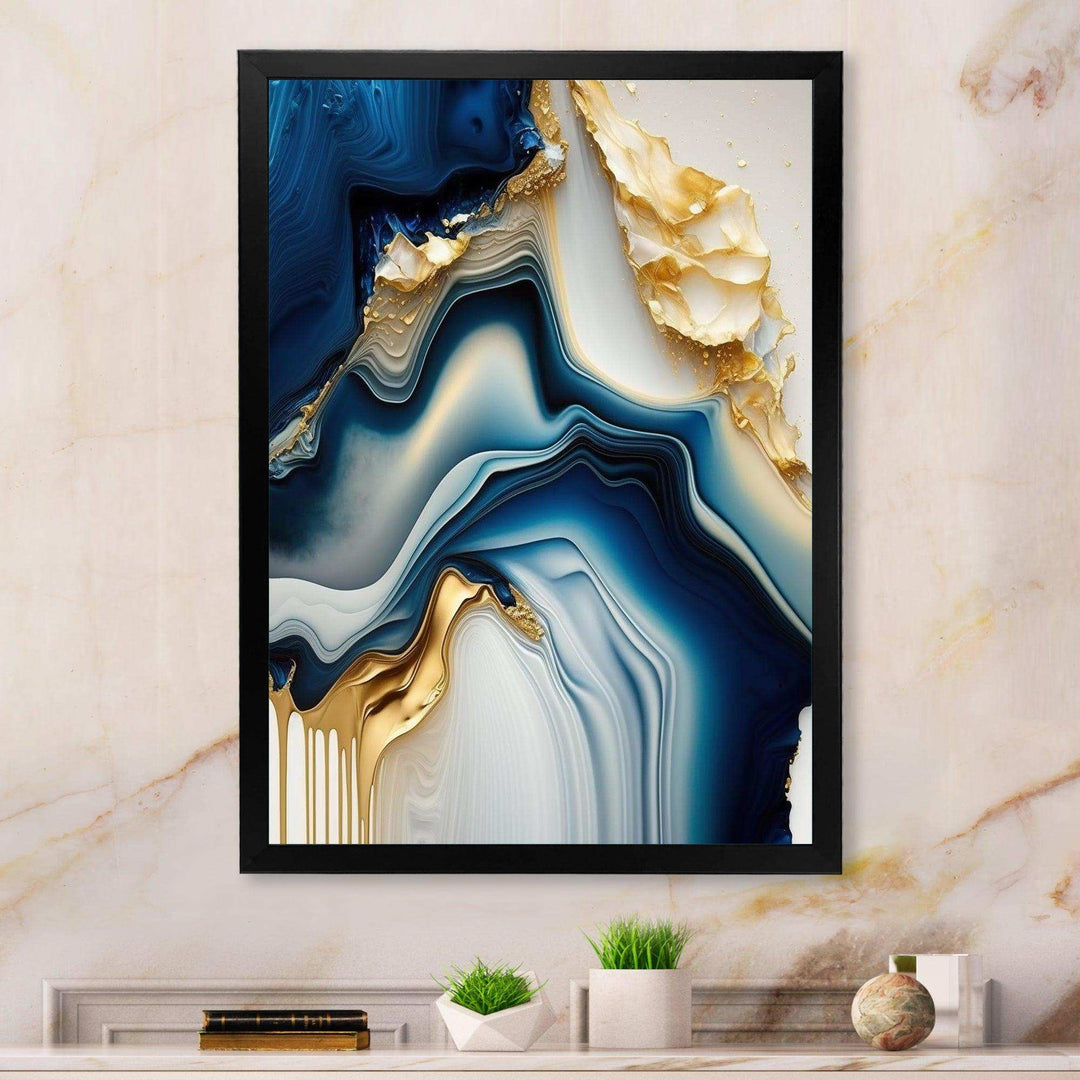 Abstract Geode Gold And Blue Marble II - Abstract Canvas Wall Art