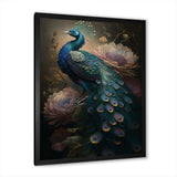 Peacock With Flowers - Animals Canvas Wall Art