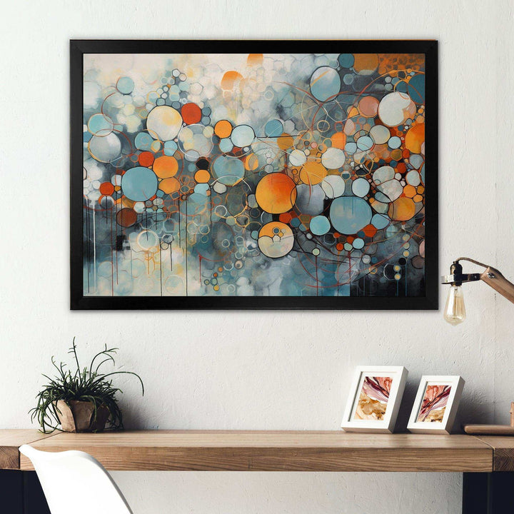 Orange And Blue Geometric Illusions - Abstract Canvas Wall Art